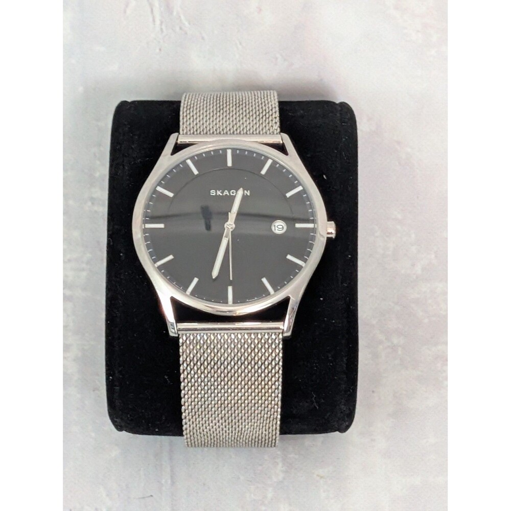 Skagen Holst SKW6284 Black Dial Stainless Steel Mesh Band Watch Silver
